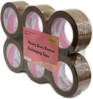 iMBAPrice Brown Sealing Tape - 1 Box of Premium (6 Roll of 110 Yards) 6 x 330 Feet Long 2" Wide Tan/Brown Color Shipping