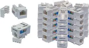 iMBAPrice White Cat5e RJ45 Punch Down Keystone Jack, 25 Pack, (IMBA-C5KSPD-WT-25PK)
