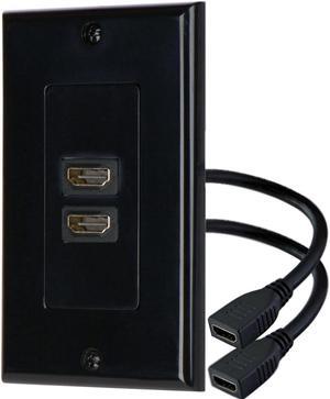 iMBAPrice - HDMI Pigtail Wall Plate Built-In Flexible Hi-Speed HDMI Cable with Ethernet Dual Port (2 Port) in Black