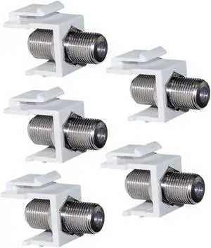 iMBAPrice F-Pin (Coax) Connector Keystone Module White - 5 PACK