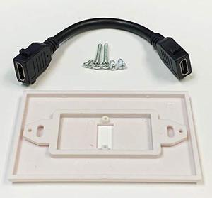 iMBAPrice (Pack of 2) HDMI Pigtail Wall Plate 1 Port - Support 4K, 3D with 2-Piece Decora, Single Outlet Port Insert for