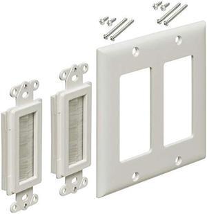 iMBAPrice 2-Gang Brushed Wall Plate - Decora Style Cable Pass Through Insert for Wires Wall Socket Plug Port/HDTV/HDMI/H
