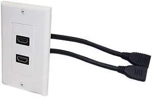 2-HDMI Pigtail Wall Plate White