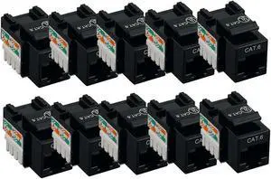 iMBAPrice (10-Pack) Cat6 RJ45 Punch-Down Keystone Jack in (Black)