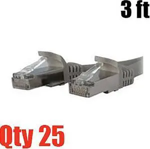 Cat5e Molded Network Patch Cable - Gray (3 Feet) - 25 PACK