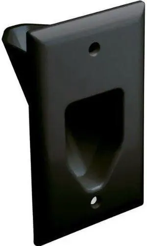 DataComm Electronics 45-0001-BK 1-Gang Recessed Low Voltage Cable Plate, Black