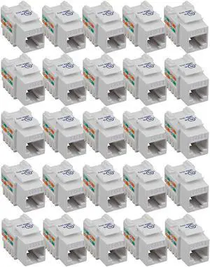 iMBAPrice (25-Pack) Cat6 RJ45 Punch-Down Keystone Jack in (White)