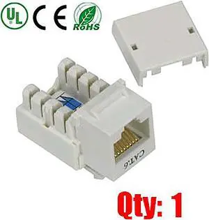iMBAPrice (Pack of 1) White Cat6 Punch Down RJ45 Keystone Jack