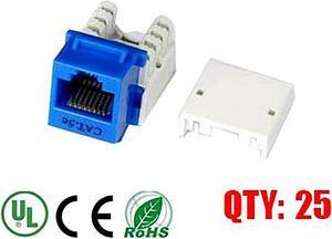 iMBAPrice Blue Cat5e RJ45 Punch Down Keystone Jack, 25 Pack, (IMBA-C5KSPD-BL-25PK)