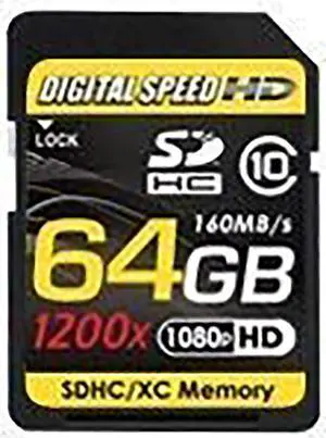 Digital Speed 64 1200X Professional High Speed Mach III 160MB/s Error Free (SDHC) HD Memory Card Class 10