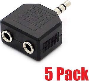 iMBAPrice 3.5mm Stereo (Male) to Dual 3.5mm Stereo (Female) Splitter Adapter - 5 Pack