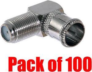 iMBAPrice (Pack of 100) Right Angle F-Jack to F-Quick Push On Plug - Male/Female - Adapter (Support Comcast, Time Warner