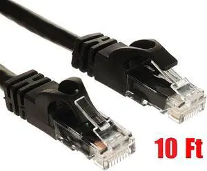 iMBAPrice - 10 Ft (10ft) Cat6 Ethernet Network Patch Cable RJ45 Black
