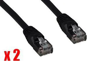iMBAPrice 50Ft (Pack of 2) CAT5e RJ45 Patch Ethernet Network Cable 50 FT Black For PC, Mac, Laptop, PS2, PS3, XBox, and