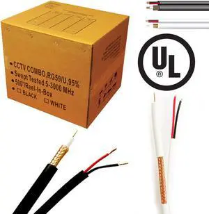 500FT SIAMESE RG59/18-2 BLACK CABLE IN BOX