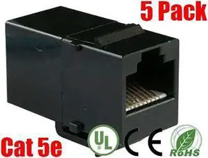 iMBAPrice Cat 5e Keystone Inline Coupler - Black (Pack of 5)