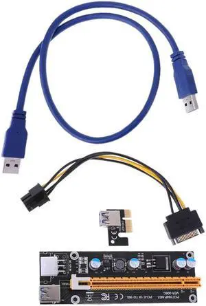 Quality 60cm USB3.0 PCI-E Express1x Extender PCIe Riser Card Adapter SATA 15 Pin-6Pin Power Cable for Bitcoin Mining Machine