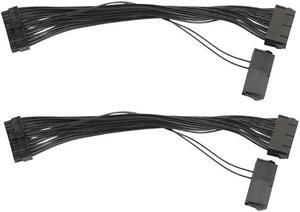 2pcs/lot 30cm 18AWG Power Synchronous Starter Wire Dual PSU Power Supply 24 pin ATX Motherboard Adapter Cable for BTC Miner
