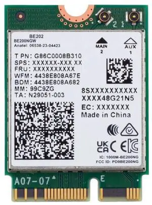 BE202 Desktop Wi-Fi 7 Kit | Wi-Fi 7 Tri Band 2.4/5/6 GHz | 2.4 Gbps | Bluetooth 5.4 Support | M.2 PCIe | No vPro 802.11BE Wireless Card BE202NGW