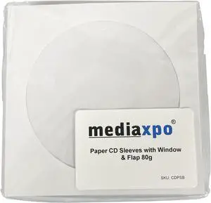 3000 BUDGET Paper CD Sleeves with Window & Flap 80g