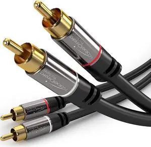 KabelDirekt RCA Stereo Cable/Cord (3 ft/feet short, Dual 2 x RCA Male to 2 x RCA Male Audio Cable, Digital & Analogue, Double-Shielded, PRO Series) supports (Amplifiers, AV Receivers, Hi-Fi)
