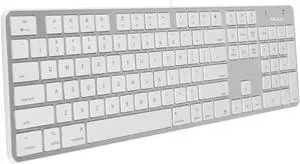 Macally Ultra-Slim USB Wired Keyboard with Number Keypad for Apple Mac Pro, MacBook Pro/Air, iMac, Mac Mini, Laptop Computers, Windows Desktop PC Laptops, Silver (SLIMKEYPROA)