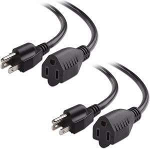 Cable Matters 2-Pack 16 AWG Heavy Duty Power Extension Cord 6 ft, UL Listed (Power Cord Extension / 3 Prong Extension Cords, NEMA 5-15P to NEMA 5-15R)