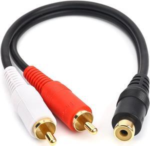 RCA Female to 2 RCA Male Y-Cable Stereo Audio Cable with OFC Conductor Dual Shielding Gold Plated Metal Shell Flexible PVC Jacket (0.2M/0.5FT)