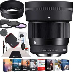 Sigma 56mm F1.4 DC DN C Contemporary Lens for Sony E-Mount 351965 Accessory Kit Bundle
