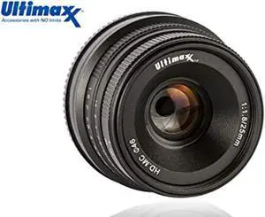 ultimaxx 25mm f/1.8 manual lens for sony e-mount (nex) mirrorless cameras a7iii a9 nex 3 3n 5 nex 5t nex 5r nex 6 7 a5000 a5100