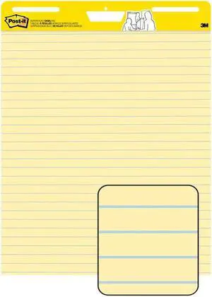 Post-it® Super Sticky Easel Pad, 25" x 30", Yellow With Blue Lines, Pad Of 30 Sheets