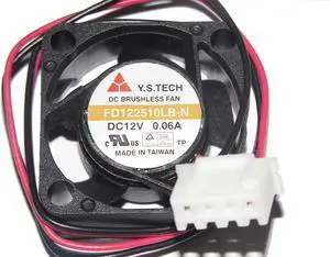 Y.S.TECH 252510mm FD122510LB-N 12V 0.06A 2Wire 25mm Cooling Fan