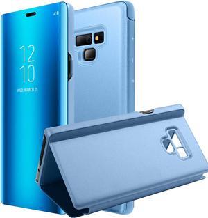 AICase Galaxy Note 9 Case, Luxury Translucent View Window Front Cover Mirror Screen Flip Smart Electroplate Plating Stand 360 Full Body Protective Case for Samsung Galaxy Note 9 (Ocean Blue)