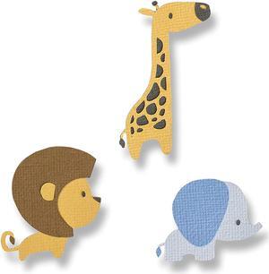 Sizzix Thinlits Die Set , Baby Jungle Animals, 9 Pack, One Size, Multicolor 9 Piece