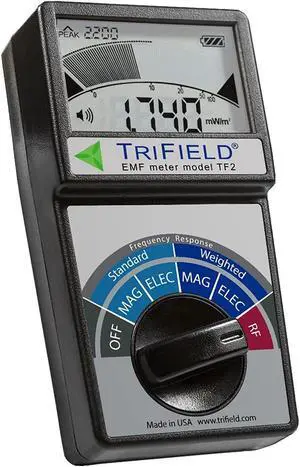 Electric Field, Radio Frequency (RF) Field, Magnetic Field Strength Meter by Trifield – EMF Meter Model TF2 – Detect 3 Types of Electromagnetic Radiation with 1 Device – Made in USA by AlphaLab, Inc.