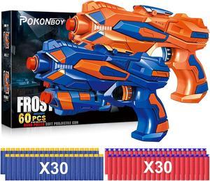 POKONBOY 2 Pack Blaster Guns Toy Guns for Boys with 60 Pack Refill Soft Foam Darts for Kids Birthday Gifts Party Supplies Hand Gun Toys for 4 5 6 7 Year Old Boys