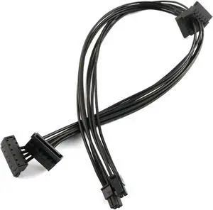 RuiLing 2pcs Black Motherboard ATX Mini 4 Pin to 2X Right-Angle 15 Pin SATA Hard Drive HDD Power Supply Adapter Cable 18AWG 19.7 Inch for Lenovo