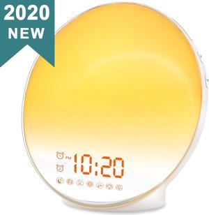 Wake Up Light Sunrise Alarm Clock for Kids, Heavy Sleepers, Bedroom, with Sunrise Simulation, Sleep Aid, Dual Alarms, FM Radio, Snooze, Nightlight, Daylight, 7 Colors, 7 Natural Sounds, Ideal for Gift