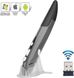 Wireless Optical Pocket Pen Mouse, Lychee 2.4GHZ USB Wireless Optical Pen Mouse 800/1000/1200 DPI Adjustable Handwriting Mini Air Mouse Mice for PC Laptop Notebook Computer Mac (Grey)