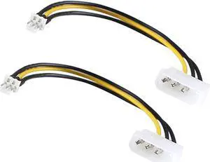 Electop 3 Pin ATX Fan to 4 Pin Molex Connector Cable Fan Power Adapter Cable (2 Pack)