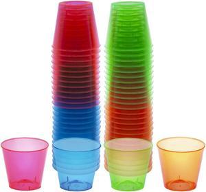 Party Essentials N15090 Hard Plastic 1-Ounce Shot Glasses, 50-Count, Assorted Neon