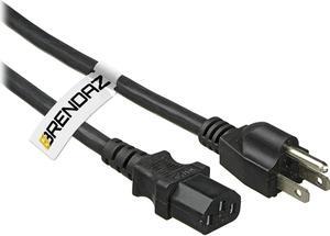 BRENDAZ 18AWG AC Power Cord Cable w/ 3 Conductor C13/5-15P for Desktop Computer, Brother Canon Epson Laser Printers, HDTV Optoma, Sony LCD Projector, 6-FT