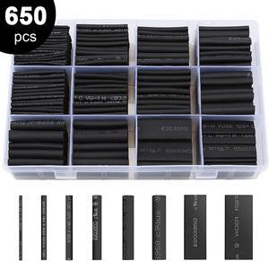 650pcs Heat Shrink Tubing Black innhom Heat Shrink Tube Wire Shrink Wrap UL Approved Ratio 2:1 Electrical Cable Wire Kit Set Long Lasting Insulation Protection, Safe and Easy, Eco-Friendly Material