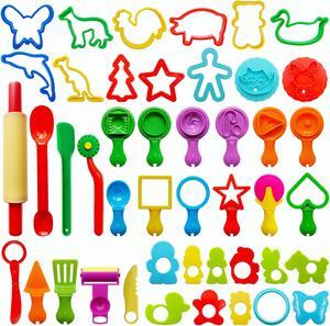 FRIMOONY Play Dough Tools for Kids, Various Plastic Moulds, Assorted Colors, 45 Pieces