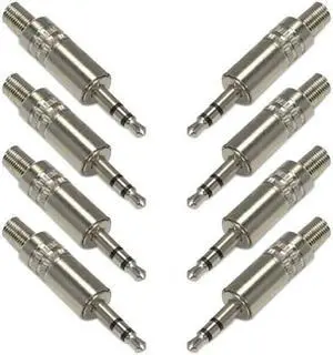 8 Pcs 3.5mm 1/8" Stereo Metal Plug Audio Connector Adapter Solder Type Nickel