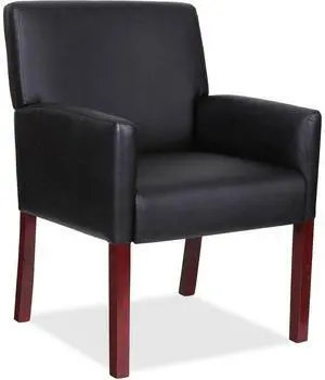Lorell Full-sided Arms Leather Guest Chair - Black Leather Seat - Black...