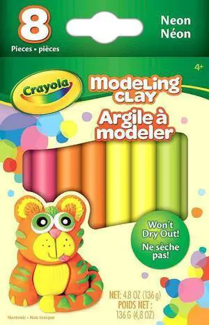 Crayola Modeling Clay .6oz 8/Pkg Neon 071662303136