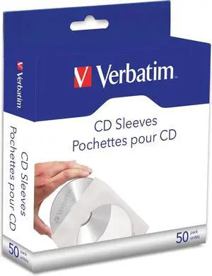 Verbatim CD/DVD Paper Sleeves with Clear Window - 50pk Box (70126)