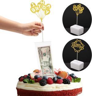 Cake Birthday Money Box Set, Birthday Cake Toppers and Transparent Bags for Birthday Party Cake Size in 8 Inch or Larger Decorations Supplies