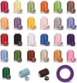 Simthread 27 Spools Trilobal Polyester Embroidery Machine Thread with 27 Assorted Colors Prewound bobbins Size A/SA156 for FSL on Brother Janome Pfaff Babylock Singer Husqvaran Bernina etc